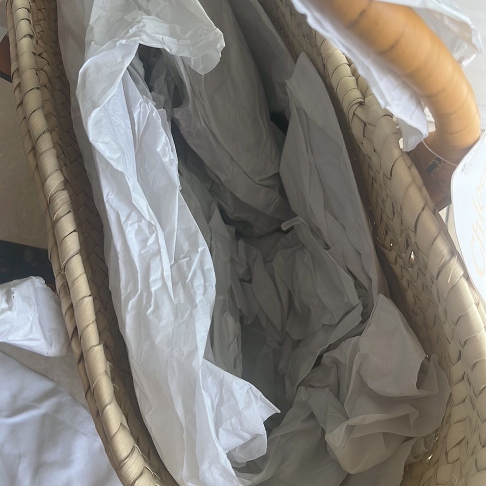 CHLOE MARCIE TOTE BAG LUNA RAFFIA SUNDLOWER YELLOW MEDIUM LARGE - Picture 7 of 9